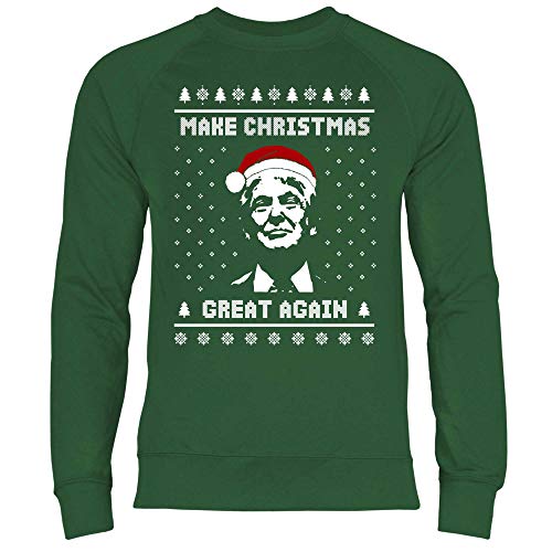 wowshirt Herren Sweatshirt Make Christmas Great Again Trump Weihnachten, Größe:XL, Farbe:Bottle Green von wowshirt