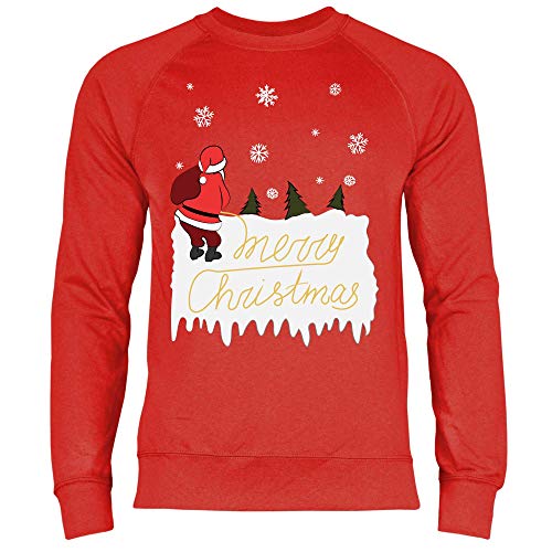 wowshirt Herren Sweatshirt Merry Christmas Weihnachtsmann Pinkelt Ugly Christmas, Größe:XXL, Farbe:Red von wowshirt