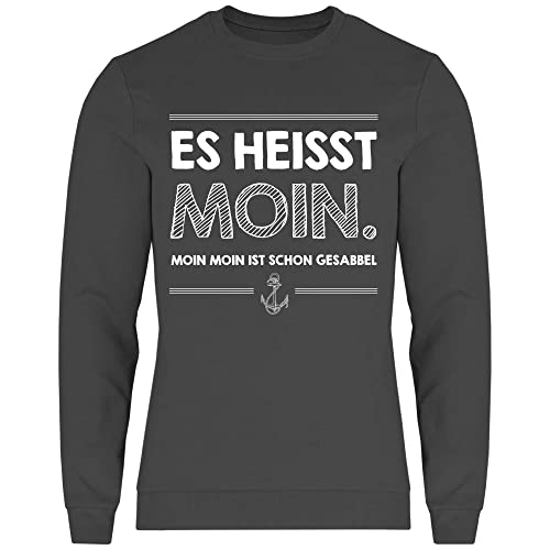 wowshirt Herren Sweatshirt Moin Moin Ist Schon Gesabbel Nordsee Ostsee Urlaub Möwe Plattdeutsch Meer, Größe:3XL, Farbe:Light Graphite von wowshirt