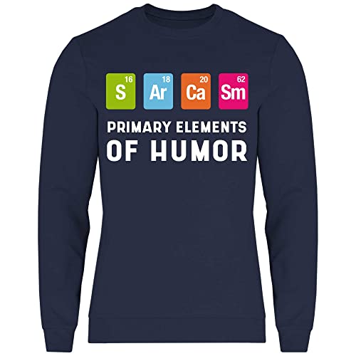 wowshirt Herren Sweatshirt Sarcasm Elements of Humor Wissenschaft Chemiker Sarkasmus Periodensytem Nerd Geek, Größe:L, Farbe:Deep Navy von wowshirt