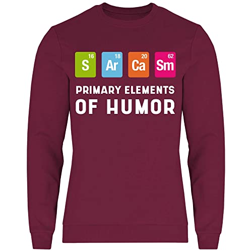 wowshirt Herren Sweatshirt Sarcasm Elements of Humor Wissenschaft Chemiker Sarkasmus Periodensytem Nerd Geek, Größe:XL, Farbe:Burgundy von wowshirt