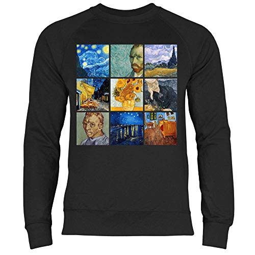 wowshirt Herren Sweatshirt Sternennacht Gemälde Kunst Künstler Maler Van Gogh, Größe:L, Farbe:Black von wowshirt