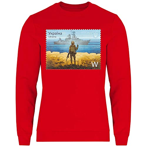 wowshirt Herren Sweatshirt Ukrainische Flagge Ukraine Briefmarke Soldat Stinkefinger Demo, Größe:XL, Farbe:Red von wowshirt