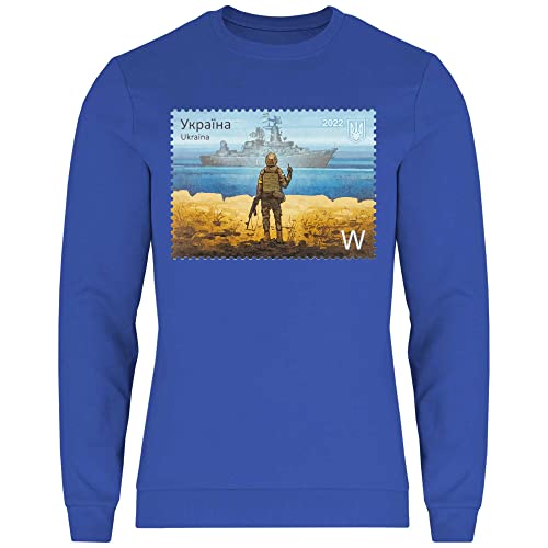 wowshirt Herren Sweatshirt Ukrainische Flagge Ukraine Briefmarke Soldat Stinkefinger Demo, Größe:XL, Farbe:Royal von wowshirt