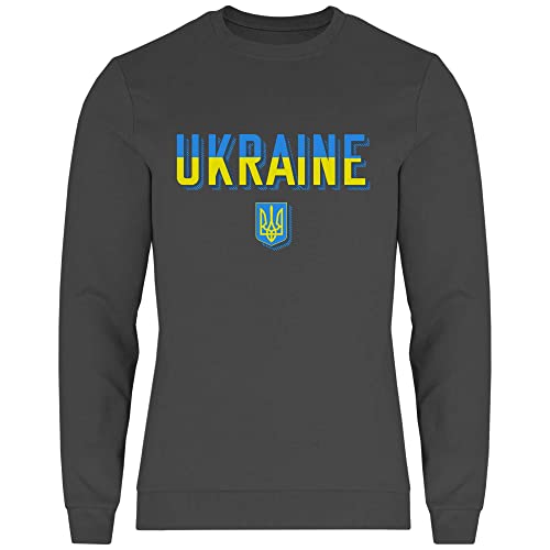 wowshirt Herren Sweatshirt Wappen der Ukraine Ukrainische Flagge Dreizack Patriot, Größe:XL, Farbe:Light Graphite von wowshirt