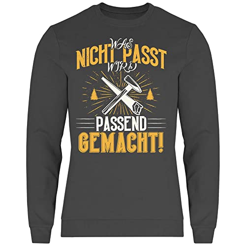 wowshirt Herren Sweatshirt was Nicht passt Wird passend gemacht Heimwerker Werkstatt Tischler Schreiner, Größe:XL, Farbe:Light Graphite von wowshirt