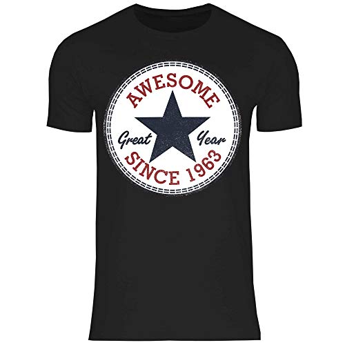 wowshirt Herren T-Shirt Awesome Since Geschenk zum 40. 50. 60. Geburtstag 20-90 Jahre Alt, Größe:5XL, Farbe:1963 Black von wowshirt