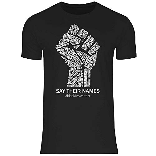 wowshirt Herren T-Shirt Black Lives Matter Say Their Names George Floyd Erhobene Faust Demo, Größe:L, Farbe:Black von wowshirt