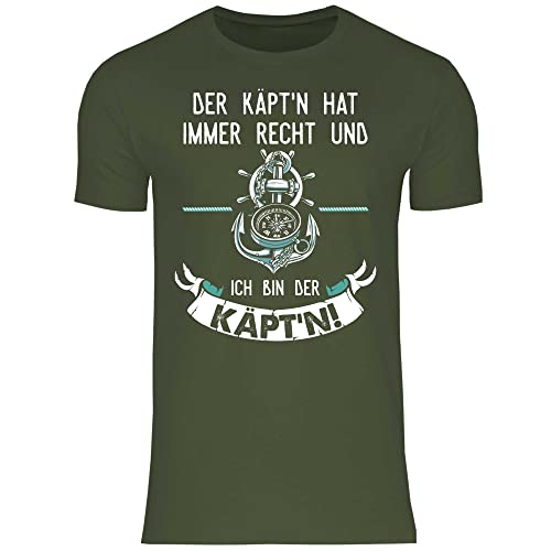 wowshirt Herren T-Shirt Der Käpt'n Hat Immer Recht Ich Bin Der Kapitän Segeln Segler Skipper Angler Bootsfahrer, Größe:XL, Farbe:Urban Khaki von wowshirt