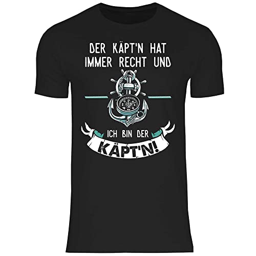 wowshirt Herren T-Shirt Der Käpt'n Hat Immer Recht Ich Bin Der Kapitän Segeln Segler Skipper Angler Bootsfahrer, Größe:XXL, Farbe:Black von wowshirt