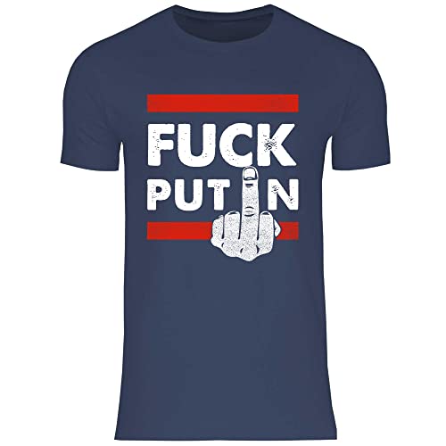 wowshirt Herren T-Shirt Fuck Putin Für Ukraine Ukrainische Patrioten Gegen Putin Demo, Größe:L, Farbe:Navy von wowshirt
