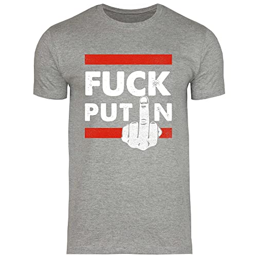 wowshirt Herren T-Shirt Fuck Putin Für Ukraine Ukrainische Patrioten Gegen Putin Demo, Größe:M, Farbe:Sport Grey (Heather) von wowshirt