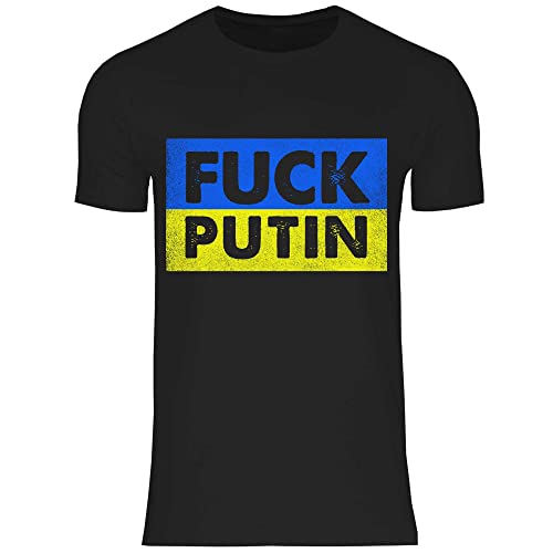 wowshirt Herren T-Shirt Fuck Putin Ukrainische Flagge Gegen Putin Demo, Größe:4XL, Farbe:Black von wowshirt