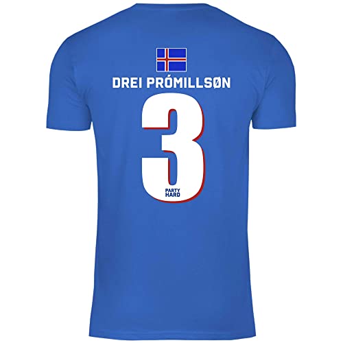 wowshirt Herren T-Shirt Fußball Sauf Trikot Karneval JGA Mallorca Party Crew Bier Fasching, Größe:4XL, Farbe:3 DREI Promillson Royal Blue von wowshirt