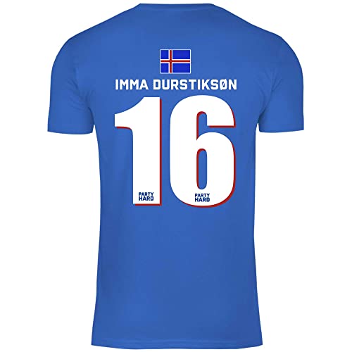 wowshirt Herren T-Shirt Fußball Sauf Trikot Karneval JGA Mallorca Party Crew Bier Fasching, Größe:L, Farbe:16 Imma Durstikson Royal Blue von wowshirt