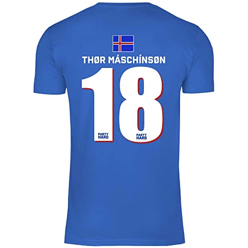 wowshirt Herren T-Shirt Fußball Sauf Trikot Karneval JGA Mallorca Party Crew Bier Fasching, Größe:L, Farbe:18 Thor Maschinson Royal Blue von wowshirt