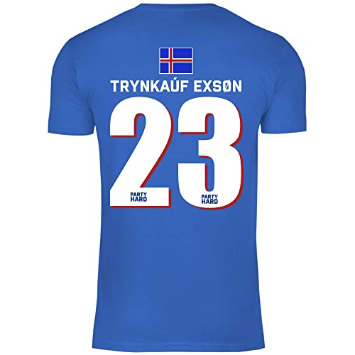 wowshirt Herren T-Shirt Fußball Sauf Trikot Karneval JGA Mallorca Party Crew Bier Fasching, Größe:L, Farbe:23 Trynkauf Exson Royal Blue von wowshirt