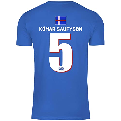 wowshirt Herren T-Shirt Fußball Sauf Trikot Karneval JGA Mallorca Party Crew Bier Fasching, Größe:L, Farbe:5 Komar Saufyson Royal Blue von wowshirt