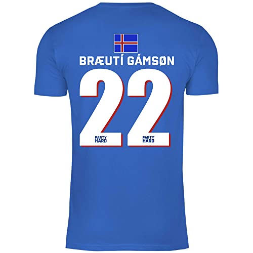 wowshirt Herren T-Shirt Fußball Sauf Trikot Karneval JGA Mallorca Party Crew Bier Fasching, Größe:M, Farbe:22 Brauti Gamson Royal Blue von wowshirt