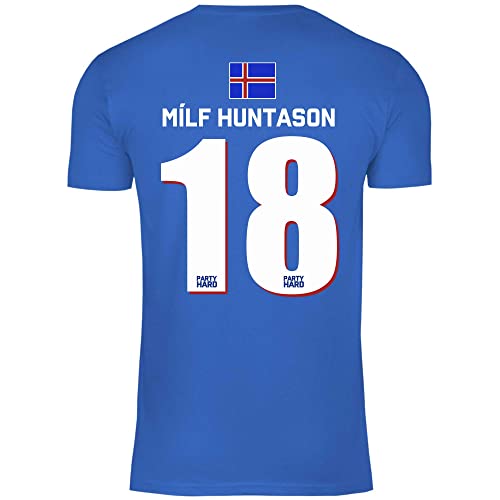 wowshirt Herren T-Shirt Fußball Sauf Trikot Karneval JGA Mallorca Party Crew Bier Gruppen, Größe:L, Farbe:18 Milf Huntason Royal Blue von wowshirt