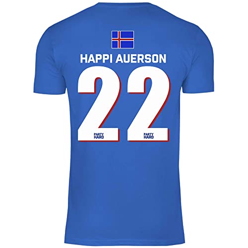 wowshirt Herren T-Shirt Fußball Sauf Trikot Karneval JGA Mallorca Party Crew Bier Gruppen, Größe:L, Farbe:22 Happi Auerson Royal Blue von wowshirt