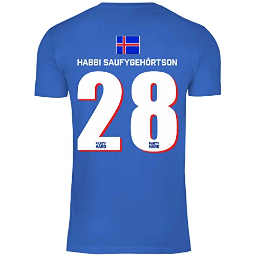 wowshirt Herren T-Shirt Fußball Sauf Trikot Karneval JGA Mallorca Party Crew Bier Gruppen, Größe:M, Farbe:28 Habby Saufygehortson Royal Blue von wowshirt