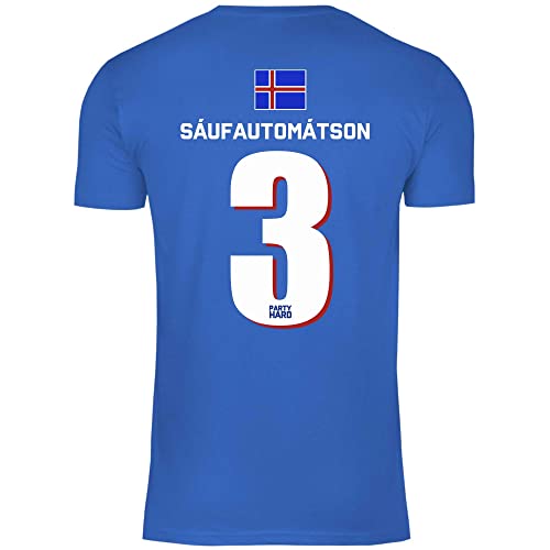 wowshirt Herren T-Shirt Fußball Sauf Trikot Karneval JGA Mallorca Party Crew Bier Gruppen, Größe:M, Farbe:3 Saufautomatson Royal Blue von wowshirt