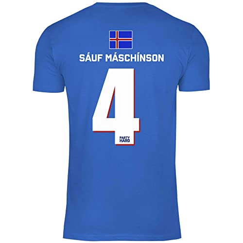 wowshirt Herren T-Shirt Fußball Sauf Trikot Karneval JGA Mallorca Party Crew Bier Gruppen, Größe:S, Farbe:4 Sauf Maschinson Royal Blue von wowshirt