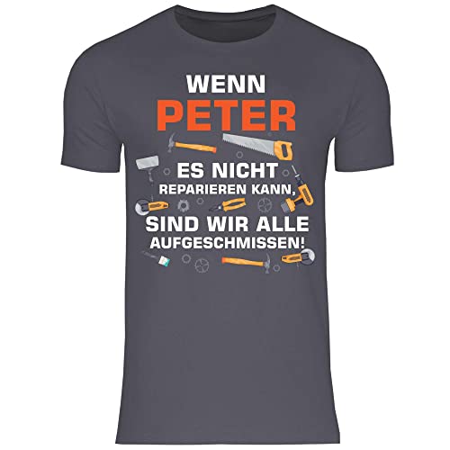 wowshirt Herren T-Shirt Geschenk für Handwerker Personalisierbar mit Namen Baustelle Heimwerker Spruch, Größe:XL, Farbe:Dark Grey (Solid) von wowshirt