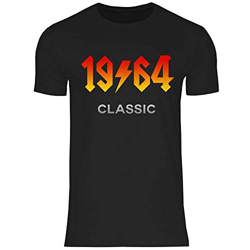 wowshirt Herren T-Shirt Geschenk zum 50. 60. Geburtstag 20-90 Jahre Jahrgang Heavy-Metal, Größe:XL, Farbe:1964 Black von wowshirt