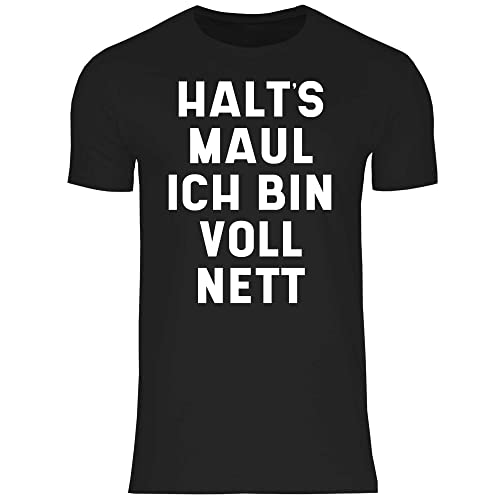 wowshirt Herren T-Shirt Halt's Maul Ich Bin Voll Nett Sarkastisch Lustiger Spruch Frech, Größe:4XL, Farbe:Black von wowshirt