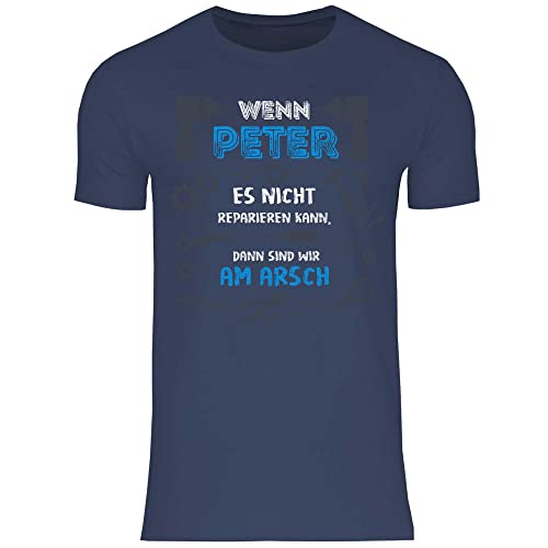 wowshirt Herren T-Shirt Handwerker Geschenk Personalisierbar mit Namen Baustelle Heimwerker Spruch, Größe:L, Farbe:Navy von wowshirt