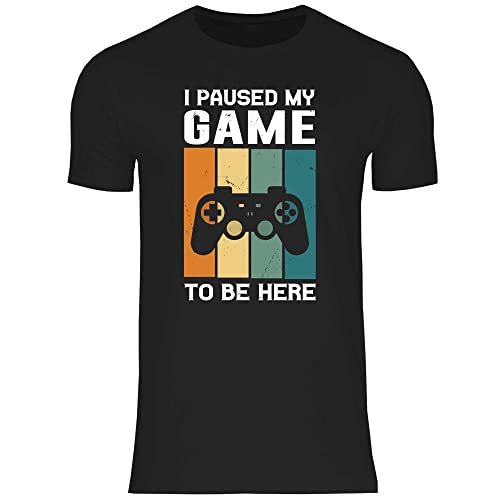 wowshirt Herren T-Shirt I Paused My Game to Be Here Geschenk für Gamer Zocker Gaming, Größe:M, Farbe:Black von wowshirt