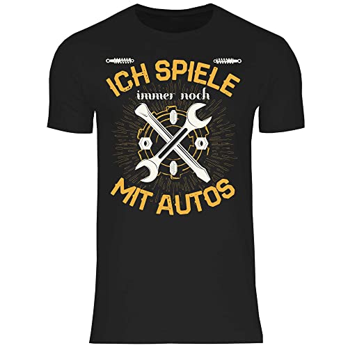 wowshirt Herren T-Shirt Ich Spiele Immer Noch Mit Autos Mechatroniker Kfz-Mechaniker Auto-Liebhaber Garage, Größe:5XL, Farbe:Black von wowshirt