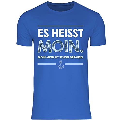 wowshirt Herren T-Shirt Moin Moin Ist Schon Gesabbel Nordsee Ostsee Urlaub Möwe Plattdeutsch Meer, Größe:5XL, Farbe:Royal Blue von wowshirt