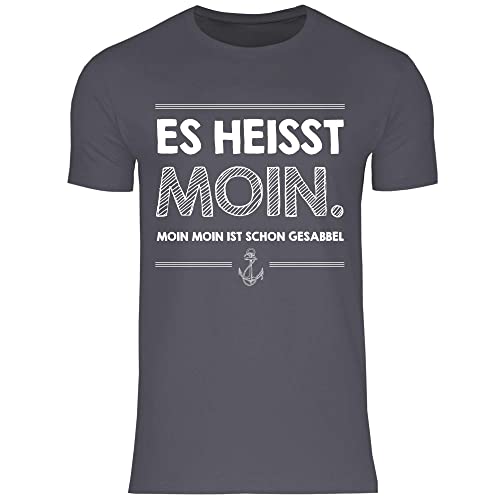 wowshirt Herren T-Shirt Moin Moin Ist Schon Gesabbel Nordsee Ostsee Urlaub Möwe Plattdeutsch Meer, Größe:L, Farbe:Dark Grey (Solid) von wowshirt