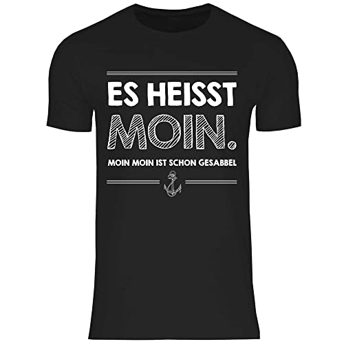 wowshirt Herren T-Shirt Moin Moin Ist Schon Gesabbel Nordsee Ostsee Urlaub Möwe Plattdeutsch Meer, Größe:XL, Farbe:Black von wowshirt