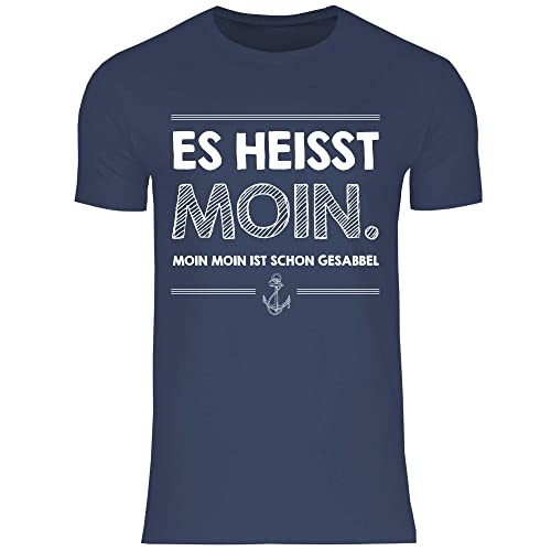 wowshirt Herren T-Shirt Moin Moin Ist Schon Gesabbel Nordsee Ostsee Urlaub Möwe Plattdeutsch Meer, Größe:XL, Farbe:Navy von wowshirt