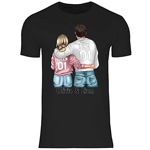 wowshirt Herren T-Shirt Personalisiert mit Namen Jahrestag Hochzeitstag Geschenk für Pärchen Freund und Freundin Individuelle Pärchen Valentinstag, Größe:3XL, Farbe:Black von wowshirt