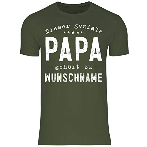 wowshirt Herren T-Shirt Personalisiertes Geschenk für Papa Anpassbare Name Wunschname, Größe:L, Farbe:Urban Khaki von wowshirt