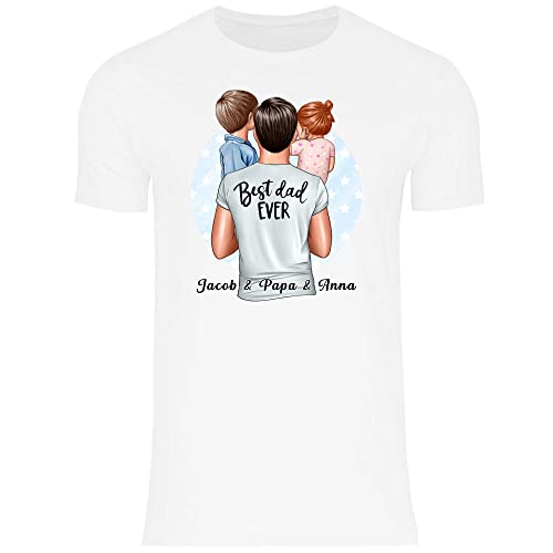 wowshirt Herren T-Shirt Personalisiertes Geschenk für Papa Kinder Kind Sohn Tochter Geburtstag Vatertag Dad, Größe:XXL, Farbe:Sohn und Tochter White von wowshirt