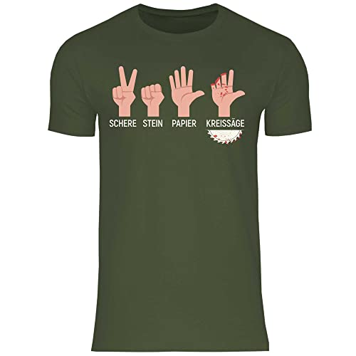 wowshirt Herren T-Shirt Schere Stein Papier Kreissäge Tischler Zimmermann Holzfäller Schreiner, Größe:M, Farbe:Urban Khaki von wowshirt