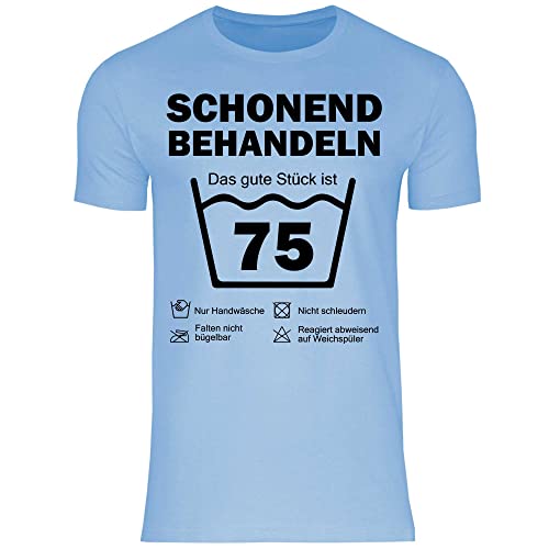 wowshirt Herren T-Shirt Schonend Behandeln Das Gute Stück Ist 75 Geschenk zum 75. Geburtstag 75 Jahre, Größe:3XL, Farbe:Sky Blue von wowshirt