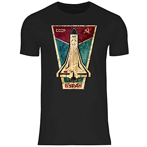 wowshirt Herren T-Shirt Sowjetunion Vintage Poster Raumfahrt CCCP Astronaut Russland, Größe:L, Farbe:16 Black von wowshirt