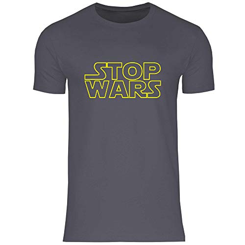 wowshirt Herren T-Shirt Stop Wars Peace Frieden Pazifist Anti Krieg Demo Protest, Größe:M, Farbe:Dark Grey (Solid) von wowshirt