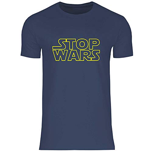 wowshirt Herren T-Shirt Stop Wars Peace Frieden Pazifist Anti Krieg Demo Protest, Größe:XXL, Farbe:Navy von wowshirt