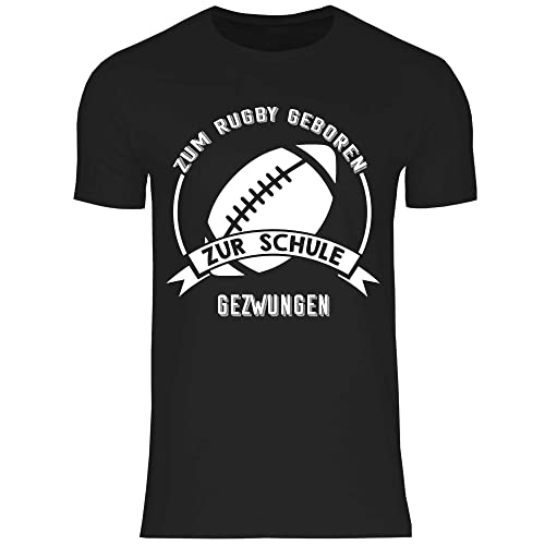 wowshirt Herren T-Shirt Zum Rugby Geboren Zur Schule Gezwungen Rugbyspieler, Größe:M, Farbe:Black von wowshirt