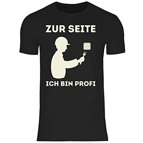 wowshirt Herren T-Shirt Zur Seite Ich Bin Profi Geschenk für Elektriker, Größe:5XL, Farbe:Black von wowshirt