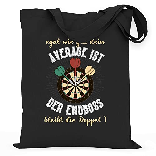 wowshirt Stoffbeutel Jutebeutel Geschenk Für Dart Spieler Egal Wie Gut Dein Average Ist Darts, Farbe:Black von wowshirt