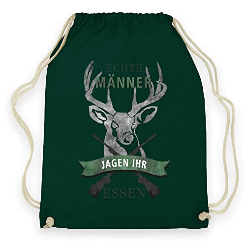 wowshirt Turnbeutel Gymsack Echte Männer Jagen Ihr Essen Geschenk für Jäger Jagd Zubehör, Farbe:Bottle Green von wowshirt